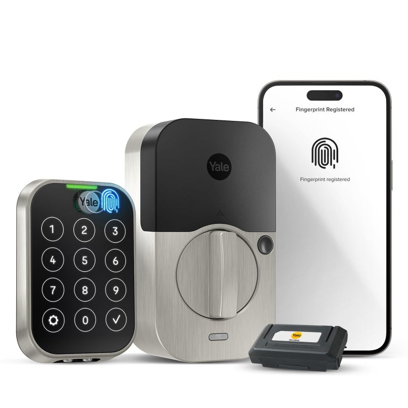 قفل Yale Assure Lock 2 Touch Deadbolt من النيكل المصقول مع دخول ذكي بدون مفتاح مزود بلوحة مفاتيح تعمل باللمس متصلة بالواي فاي وجهاز مسح بصمات الأصابع YRD450FWF1619
