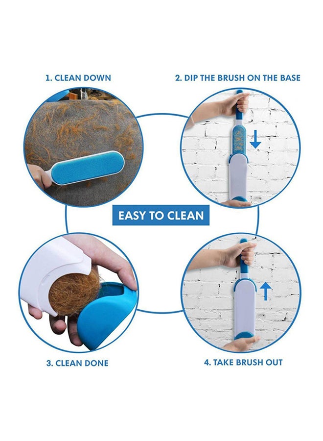 Double Sided Reusable Pet Fur Remover With Self-Cleaning Base Blue/White - Image 4