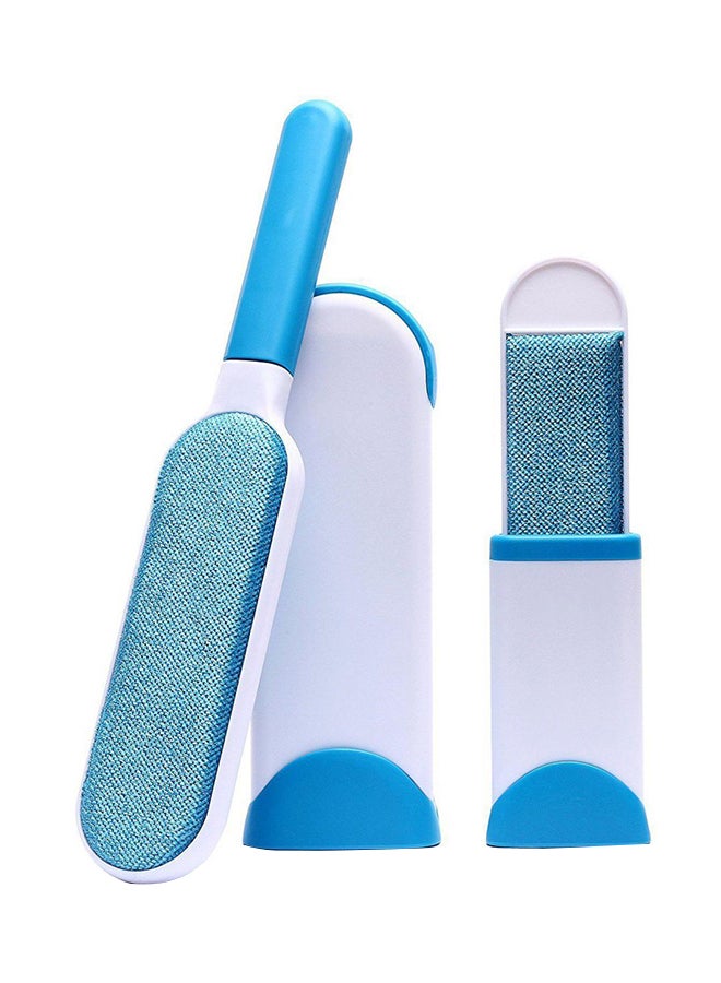 Double Sided Reusable Pet Fur Remover With Self-Cleaning Base Blue/White - Image 1