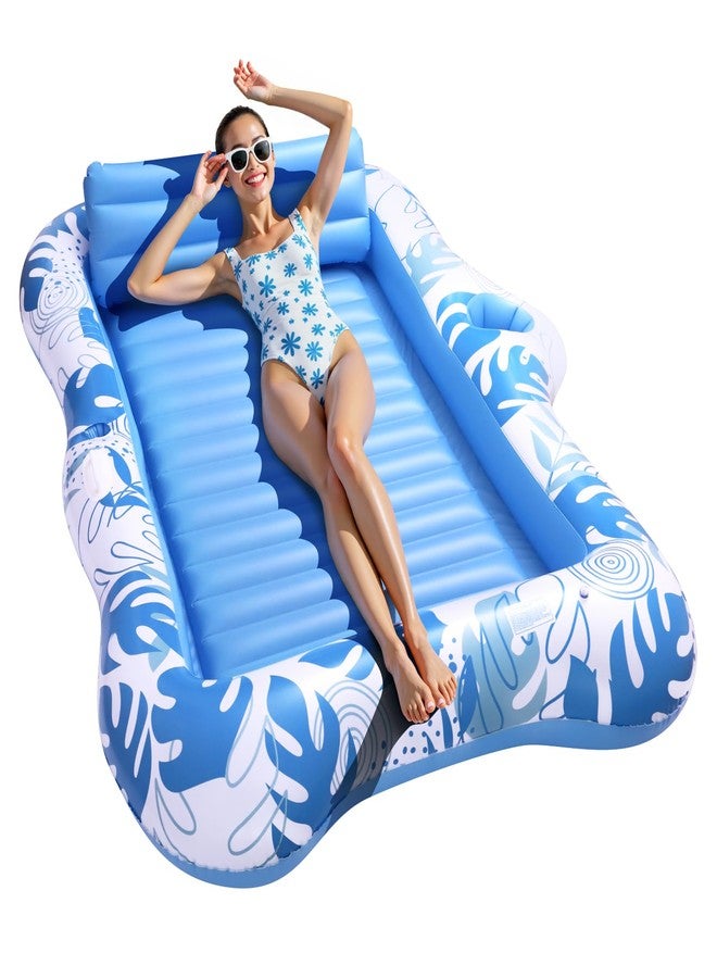 WISHDIAM Inflatable Tanning Pool Lounger Float for 2 Person, Extra Large Floating Lounge Chair with Cup Holders, 2-in-1 Sunbathing Raft & Pool Float for Adults, Portable Airbed for Beach, Lake, Backyard - Image 1
