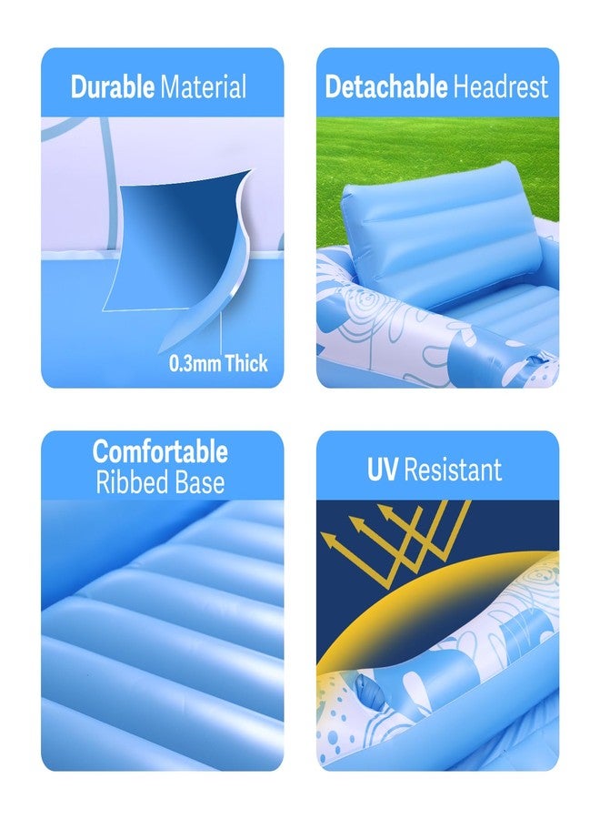 WISHDIAM Inflatable Tanning Pool Lounger Float for 2 Person, Extra Large Floating Lounge Chair with Cup Holders, 2-in-1 Sunbathing Raft & Pool Float for Adults, Portable Airbed for Beach, Lake, Backyard - Image 5