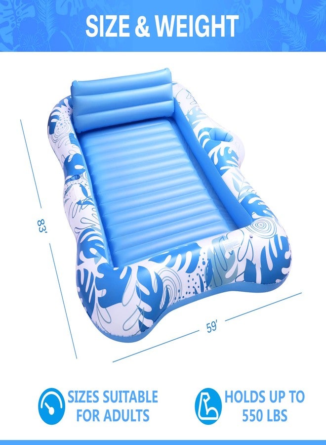 WISHDIAM Inflatable Tanning Pool Lounger Float for 2 Person, Extra Large Floating Lounge Chair with Cup Holders, 2-in-1 Sunbathing Raft & Pool Float for Adults, Portable Airbed for Beach, Lake, Backyard - Image 4