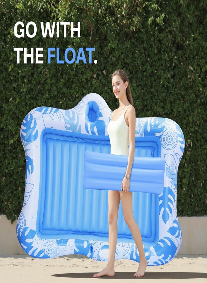 WISHDIAM Inflatable Tanning Pool Lounger Float for 2 Person, Extra Large Floating Lounge Chair with Cup Holders, 2-in-1 Sunbathing Raft & Pool Float for Adults, Portable Airbed for Beach, Lake, Backyard - Image 3