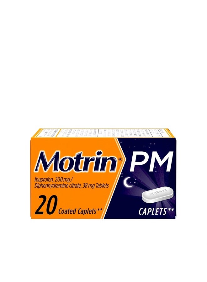 Motrin PM Caplets, 200 mg Ibuprofen & 38 mg Sleep Aid, Nighttime Relief for Minor Pains, 20 ct - Image 1