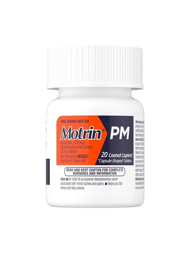 Motrin PM Caplets, 200 mg Ibuprofen & 38 mg Sleep Aid, Nighttime Relief for Minor Pains, 20 ct - Image 2