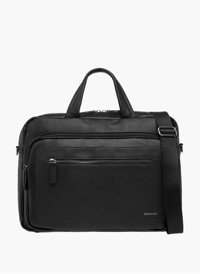 DUCHINI Mens' Logo Detail Laptop Bag with Top Handles and Zip Closure  - Image 1