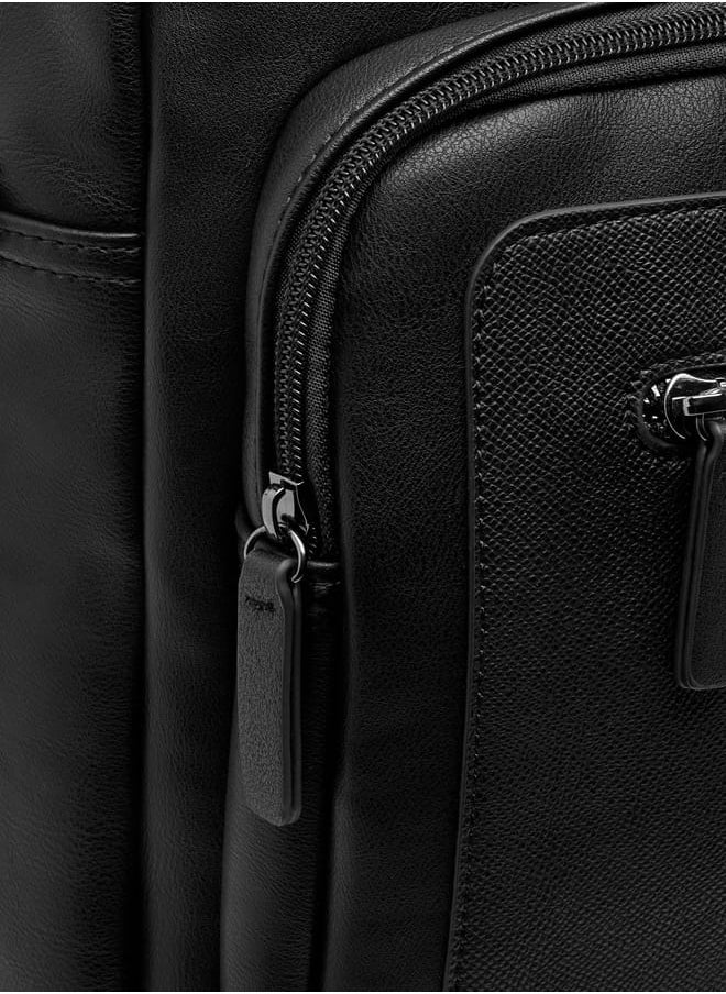 DUCHINI Mens' Logo Detail Laptop Bag with Top Handles and Zip Closure  - Image 5