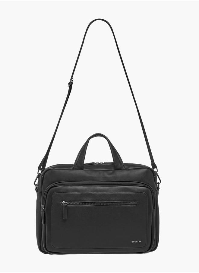 DUCHINI Mens' Logo Detail Laptop Bag with Top Handles and Zip Closure  - Image 2