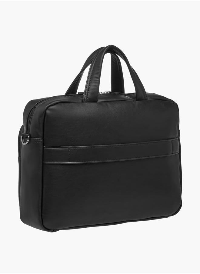 DUCHINI Mens' Logo Detail Laptop Bag with Top Handles and Zip Closure  - Image 3