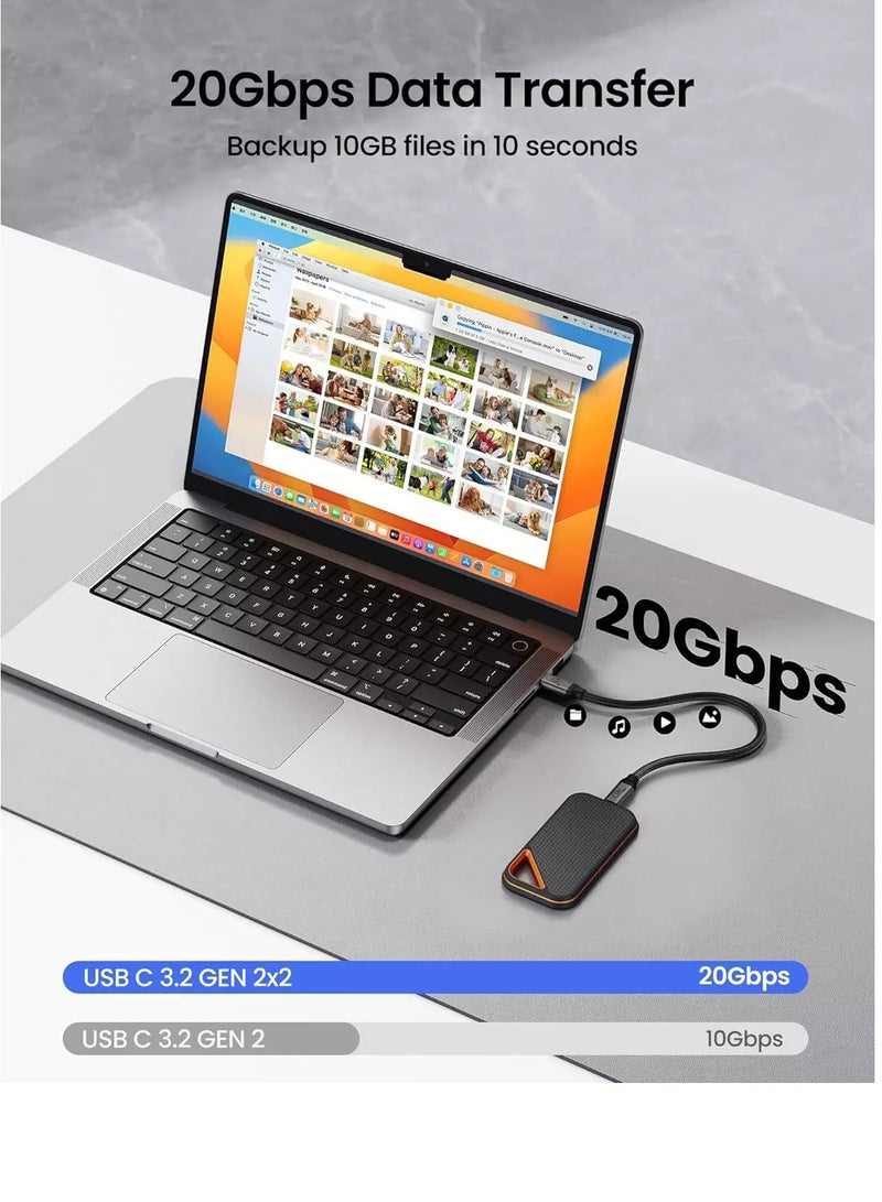 بيسوس USB C to usb c Data Transfer Cable,,USB 3.2 Cable, Support 20Gbps 240W PD Fast Charging Cable, Nylon Braided (1 Meter) Black - Image 5