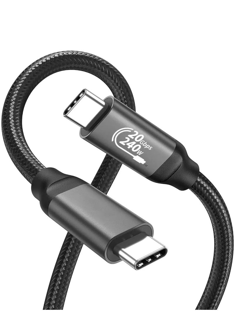 بيسوس USB C to usb c Data Transfer Cable,,USB 3.2 Cable, Support 20Gbps 240W PD Fast Charging Cable, Nylon Braided (1 Meter) Black - Image 1