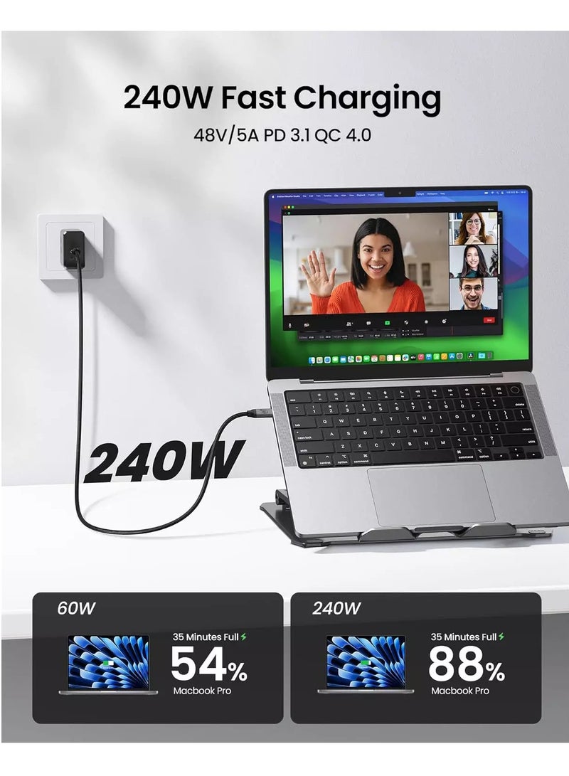 بيسوس USB C to usb c Data Transfer Cable,,USB 3.2 Cable, Support 20Gbps 240W PD Fast Charging Cable, Nylon Braided (1 Meter) Black - Image 4