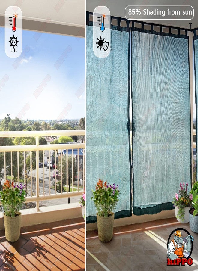 HIPPO Outdoor Balcony Sun, UV & Dust Protection Curtain HDPE Light Filtering 150 GSM Tab-Top Loop with Decorative Button Curtains for Home, Garden, Varanda, Hotel (Cool-Blue, 4.5FTX8FT, 2 PC) - Image 2