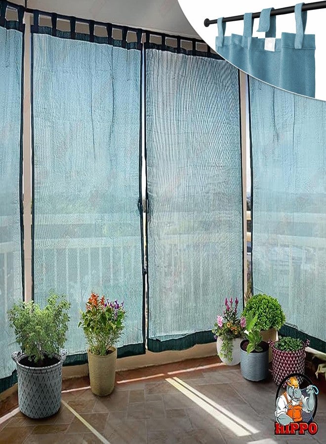 HIPPO Outdoor Balcony Sun, UV & Dust Protection Curtain HDPE Light Filtering 150 GSM Tab-Top Loop with Decorative Button Curtains for Home, Garden, Varanda, Hotel (Cool-Blue, 4.5FTX8FT, 2 PC) - Image 1