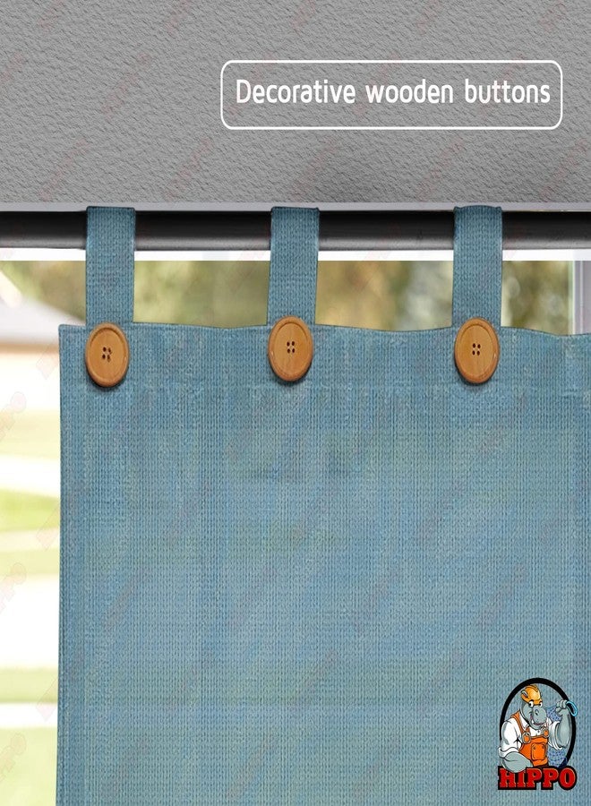 HIPPO Outdoor Balcony Sun, UV & Dust Protection Curtain HDPE Light Filtering 150 GSM Tab-Top Loop with Decorative Button Curtains for Home, Garden, Varanda, Hotel (Cool-Blue, 4.5FTX8FT, 2 PC) - Image 4