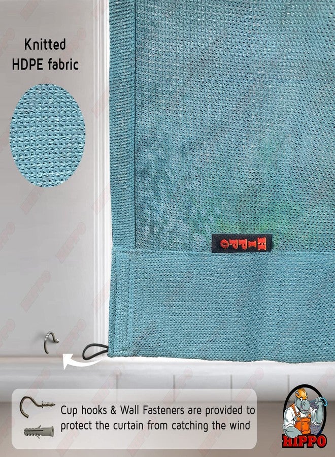 HIPPO Outdoor Balcony Sun, UV & Dust Protection Curtain HDPE Light Filtering 150 GSM Tab-Top Loop with Decorative Button Curtains for Home, Garden, Varanda, Hotel (Cool-Blue, 4.5FTX8FT, 2 PC) - Image 5