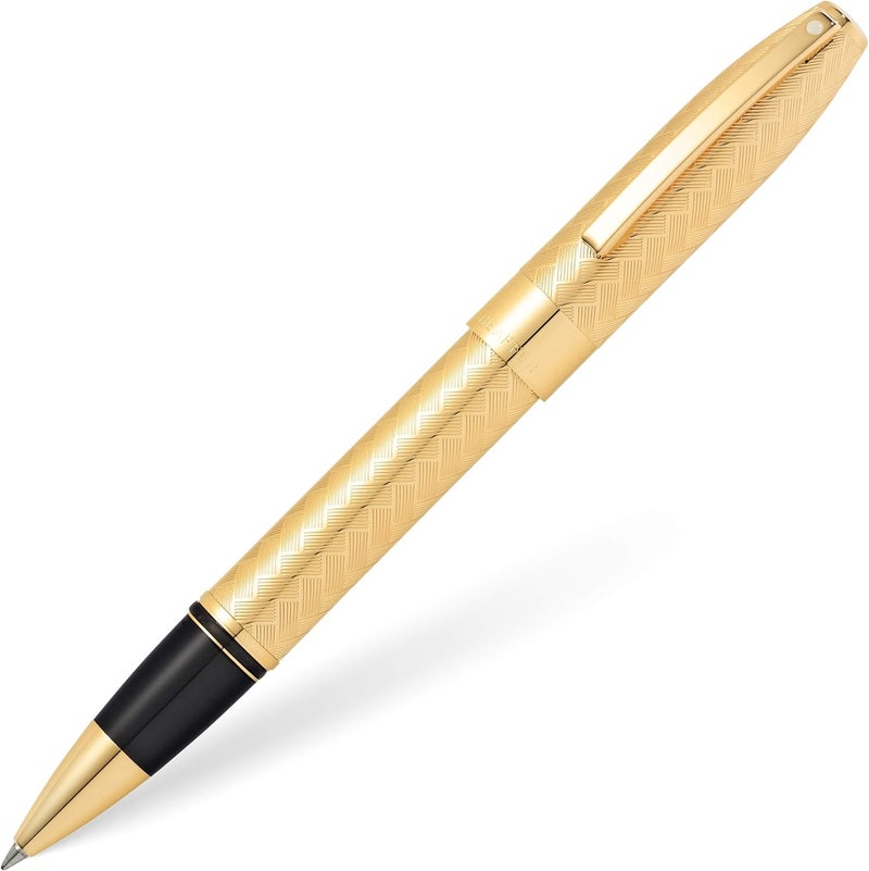Sheaffer Legacy Rollerball Pen Medium Black 23KT Gold Engraved Chevron Pattern - Image 1