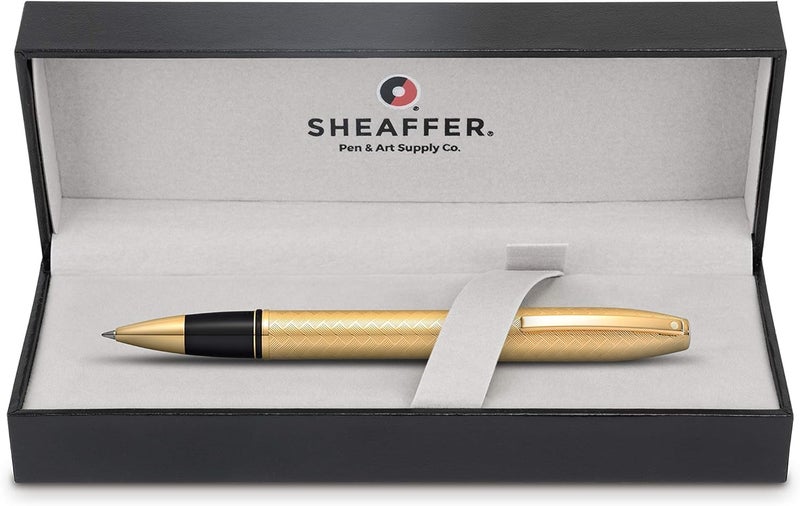 Sheaffer Legacy Rollerball Pen Medium Black 23KT Gold Engraved Chevron Pattern - Image 5