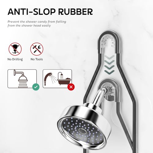 MIORAH Hanging Shower Caddy for Bathroom Aluminium | Bathroom Organiser Without Drill | Bathroom Accessories Storage Organizer Black - Image 3