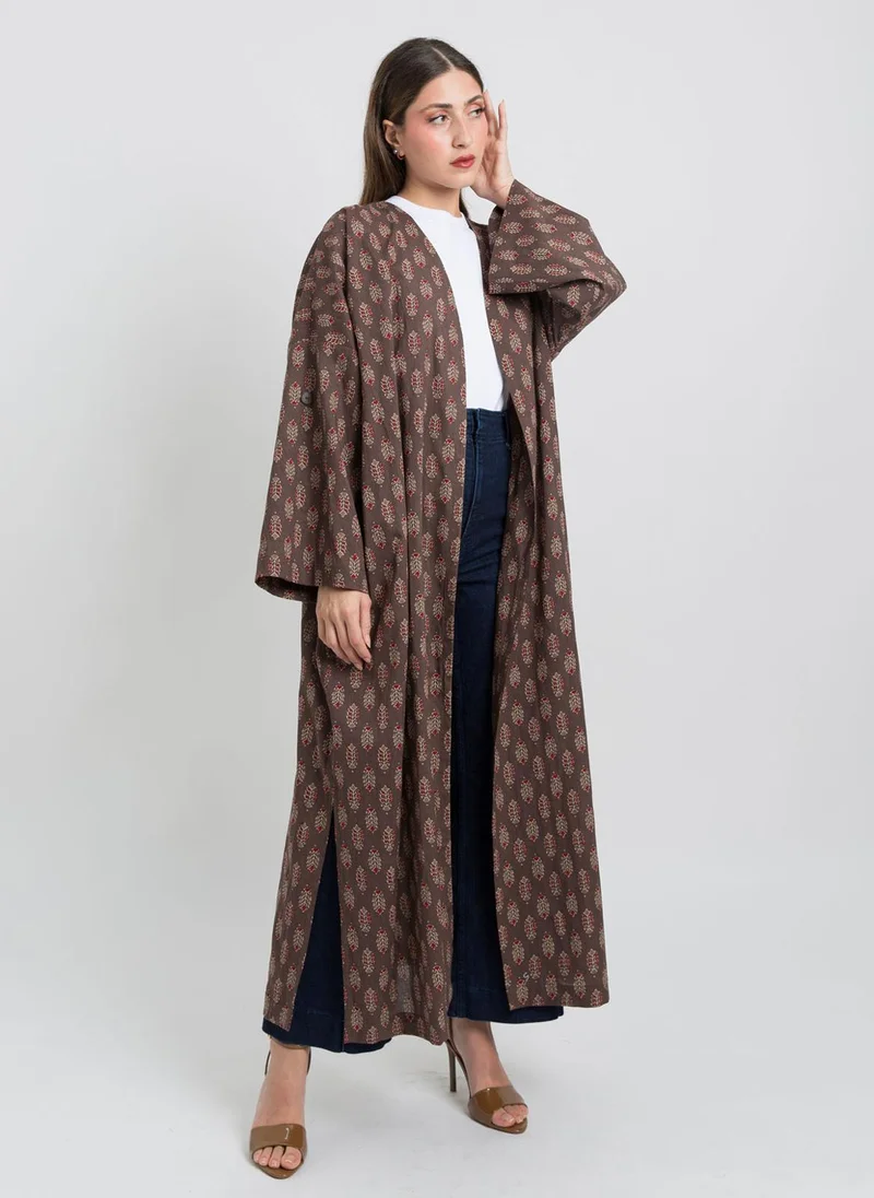 Kaafmeem Brown Gypsy Leaf Bohemian Abaya