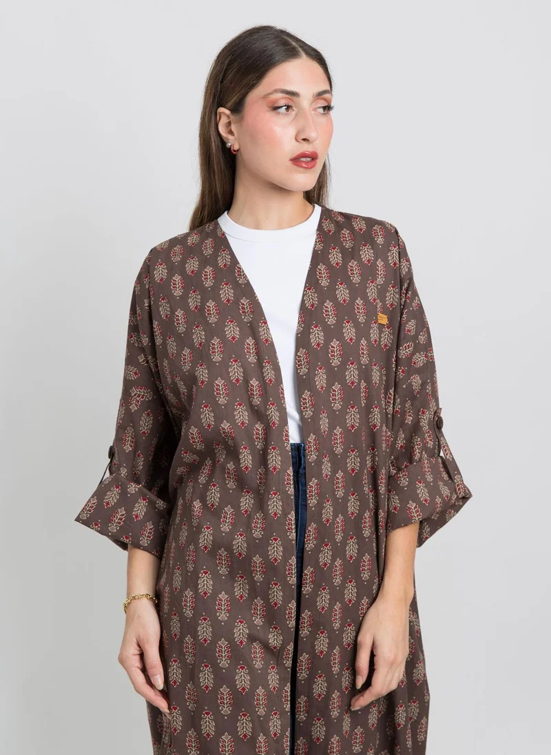 Kaafmeem Brown Gypsy Leaf Bohemian Abaya