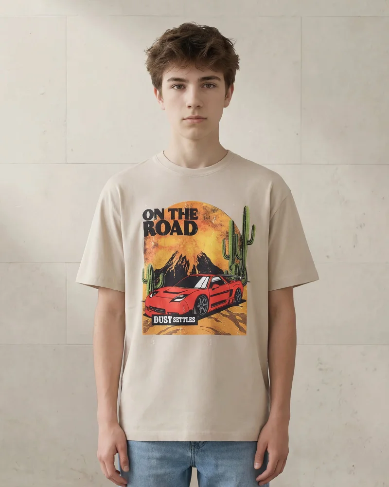 Redtag Senior Boys Beige Printed T-Shirt