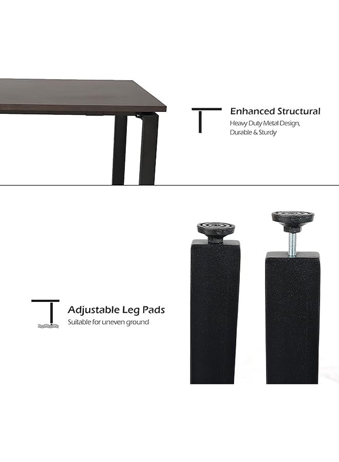RIGID Modern L-Shaped Computer Desk, Sturdy Office Table, Large Writing Study Desk for Home Office with Walnut Top & Black Legs, Knock-Down Condition - Image 4