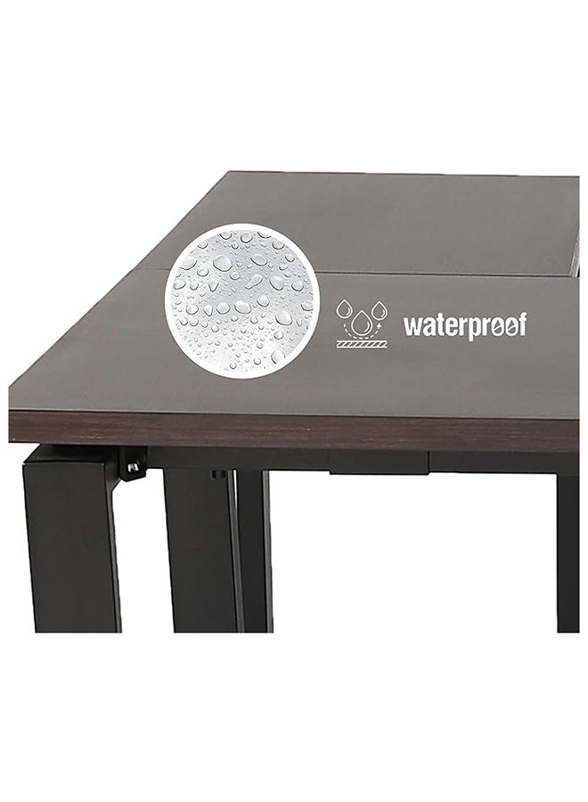 RIGID Modern L-Shaped Computer Desk, Sturdy Office Table, Large Writing Study Desk for Home Office with Walnut Top & Black Legs, Knock-Down Condition - Image 3