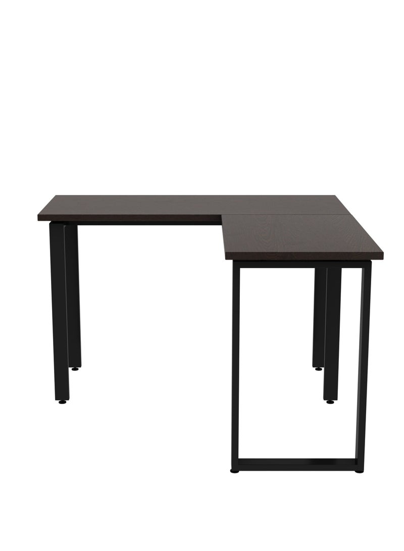 RIGID Modern L-Shaped Computer Desk, Sturdy Office Table, Large Writing Study Desk for Home Office with Walnut Top & Black Legs, Knock-Down Condition - Image 5