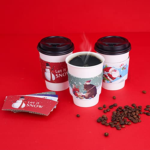 Smarimple 40pcs Christmas Coffee Cup Hot Chocolate Cup Sleeves,Fits 12 oz to 20 oz,with 5 Different Custom Xmas Designs,for Christmas Hot Chocolate,Coffee,Cocoa,Tea or Cold Beverage - Image 4