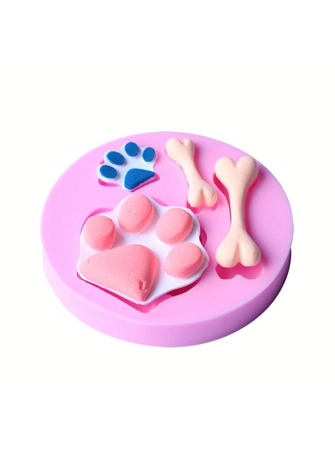 Hengke 2 Pcs Cat Paw, Dog Paw And Bone Shape Mold Food Grade Cake Molds Flexible Silicone Mold, Fondant, Candy, Icing, Biscuit Decor, Chocolate, Polymer Clay, Resin Mold, Epoxy - Image 2