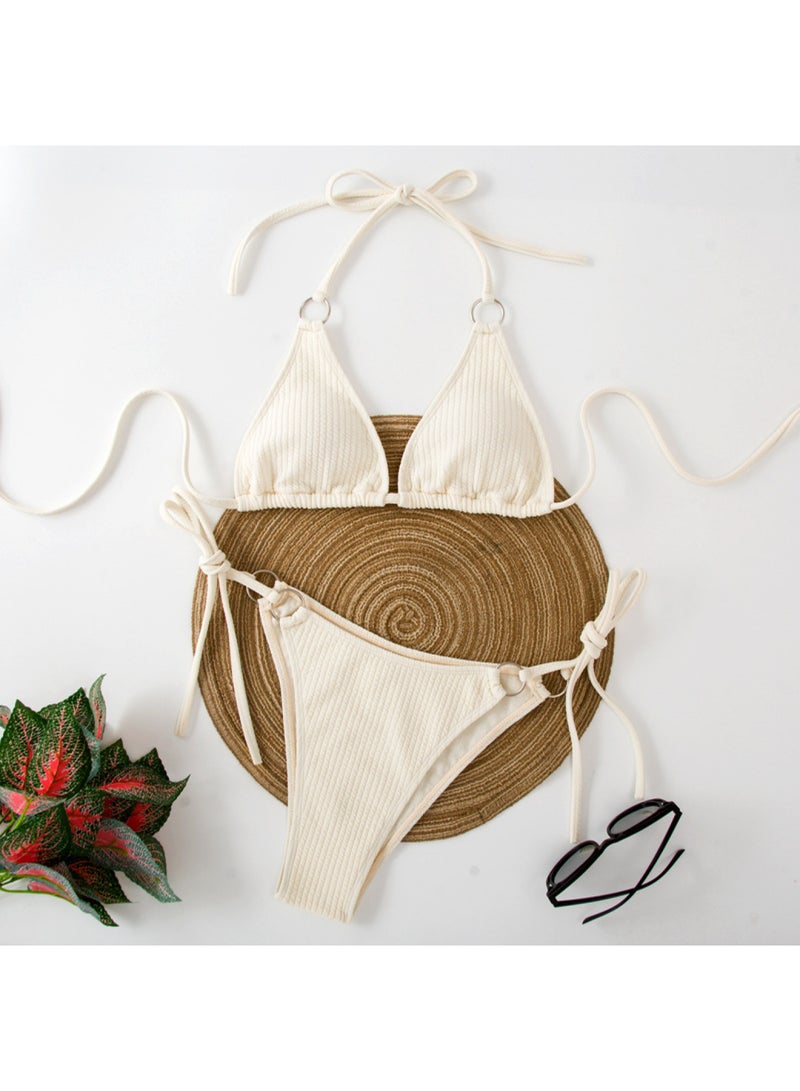 SCACTO Sexy Bikini Set Summer Side Tie Thong Bandage Style Swimsuit Womens Clothing 