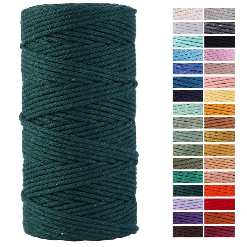 ZXCDINO Dark Green Macrame Cord 3mm x 109Yards,Colored Cotton Rope Craft Cord Colorful Cotton Cord Twine for Wall Hanging Plant Hangers Crafts Knitting Decorative Projects - Image 1