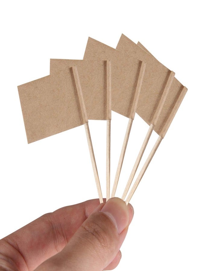 Senkary 100 Pack Blank Toothpick Flags Kraft Paper Food Signs Cheese Markers Cheese Labels for Charcuterie Board Accessories - Image 3