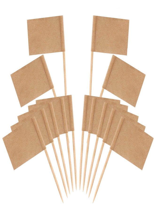 Senkary 100 Pack Blank Toothpick Flags Kraft Paper Food Signs Cheese Markers Cheese Labels for Charcuterie Board Accessories - Image 1