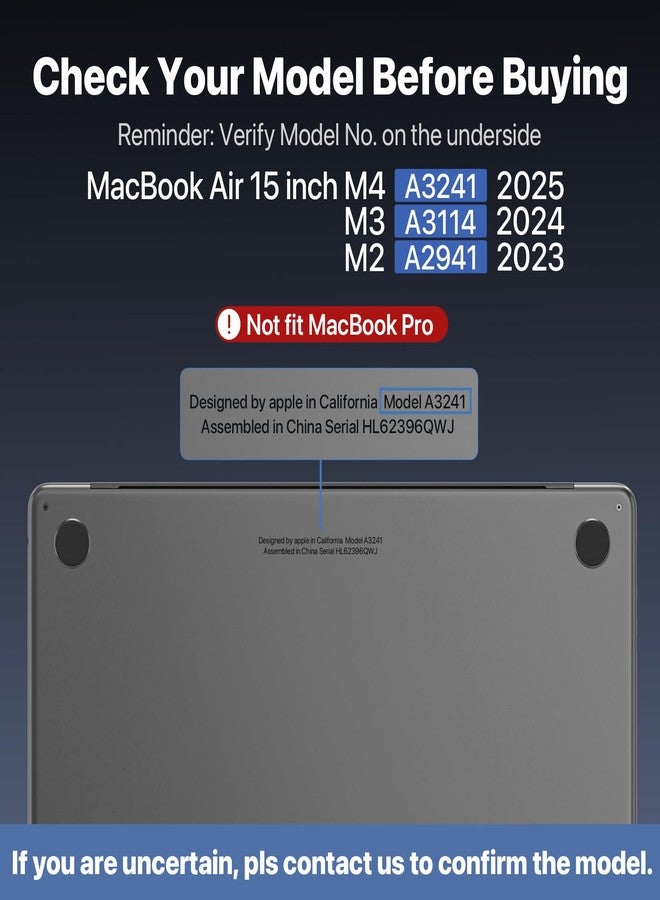 Soonjet for MacBook Air 15 inch Case M4 2025 2024 2023 M3 M2 [Top-Tier Matte Finish] [Ultra Thin Armor] Hard Shell Laptop Cover - Noble Black Clear - Image 3
