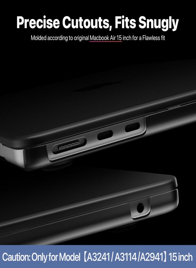 Soonjet for MacBook Air 15 inch Case M4 2025 2024 2023 M3 M2 [Top-Tier Matte Finish] [Ultra Thin Armor] Hard Shell Laptop Cover - Noble Black Clear - Image 5