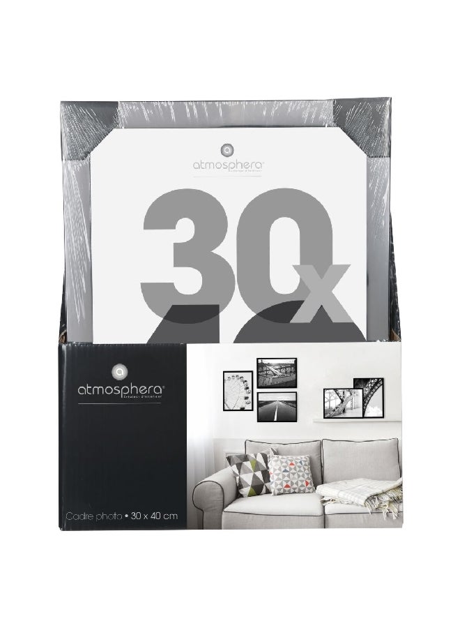 اتموسفيرا إطار صورة مستطيل مثبت على الحائط من ليز، فضي 30 × 40 سم 121385D - Image 2
