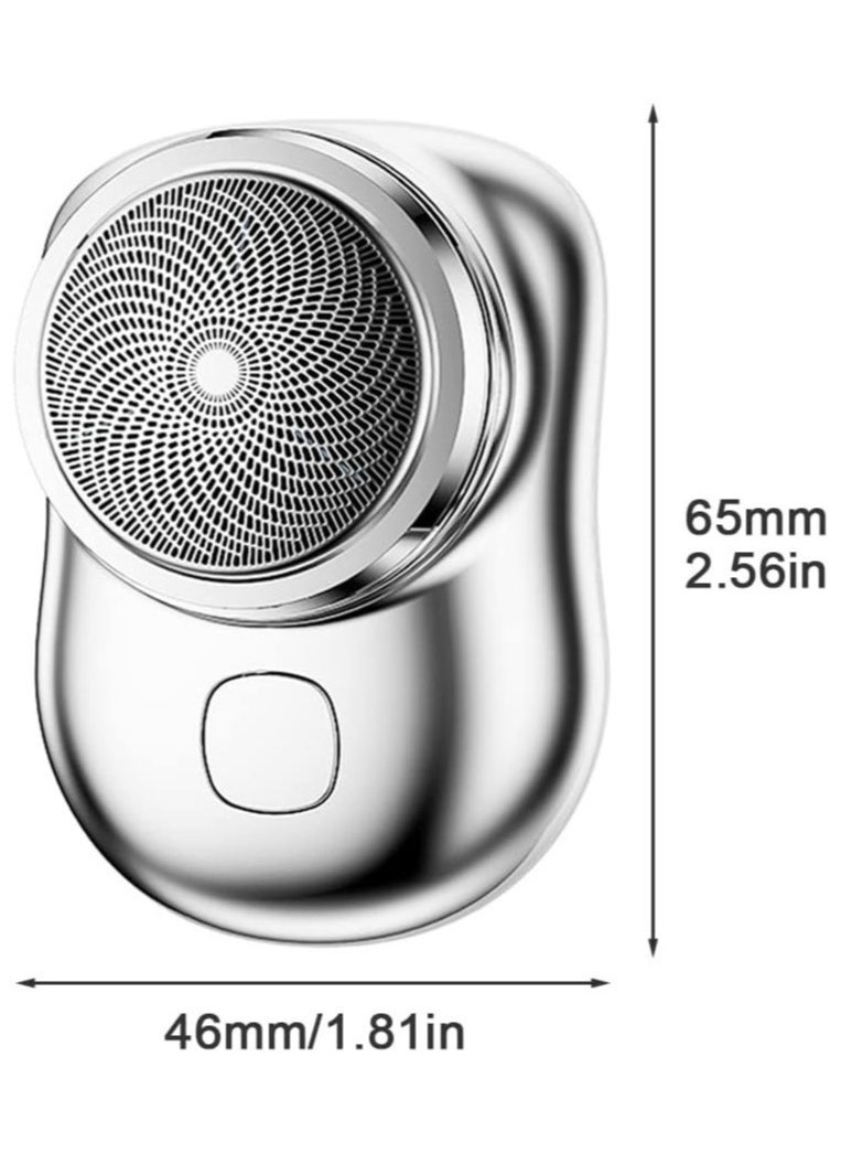 ELTRAZONE Mini Electric Shaver, Portable Men Electric Shaver USB Rechargeable Men Grooming Razor, Pocket Size Mini Shaver Washable for Travel (Silver). - Image 2