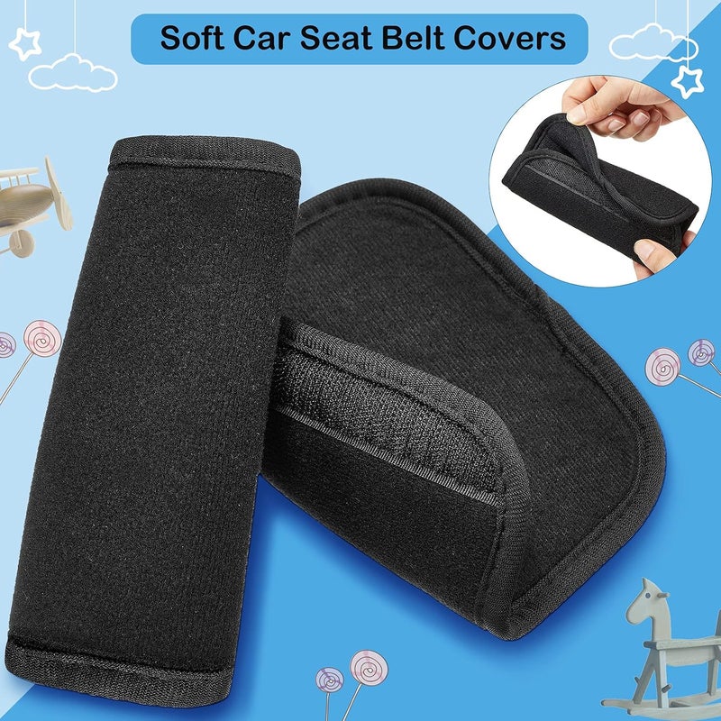 Riakrum 4 Pieces Baby Car Seat Belt Covers Soft Car Seat Straps Shoulder Pads for Kid Infant Stroller Strap Covers Seat Safety Belt Cushion Pads for Boy and Girl, Black - Image 4
