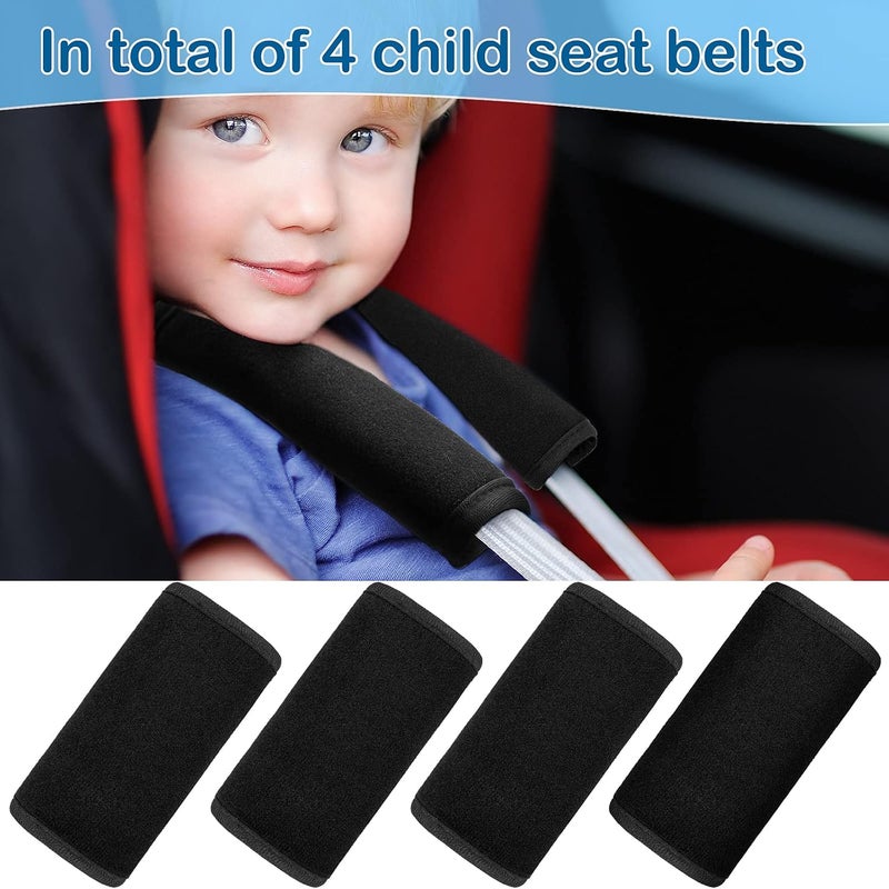 Riakrum 4 Pieces Baby Car Seat Belt Covers Soft Car Seat Straps Shoulder Pads for Kid Infant Stroller Strap Covers Seat Safety Belt Cushion Pads for Boy and Girl, Black - Image 5
