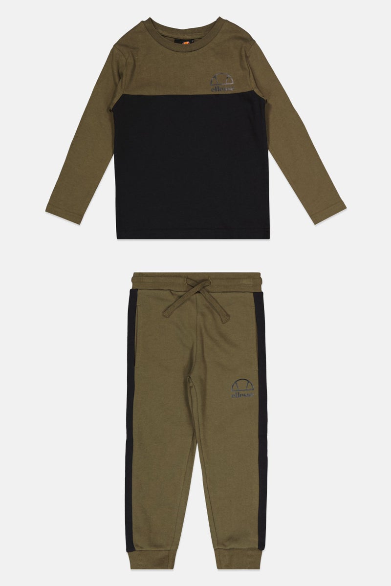 Ellesse Kids Boy 3 Pieces Sportswear Fit Sweatshirt And Sweatpants Set, Olive - Image 5