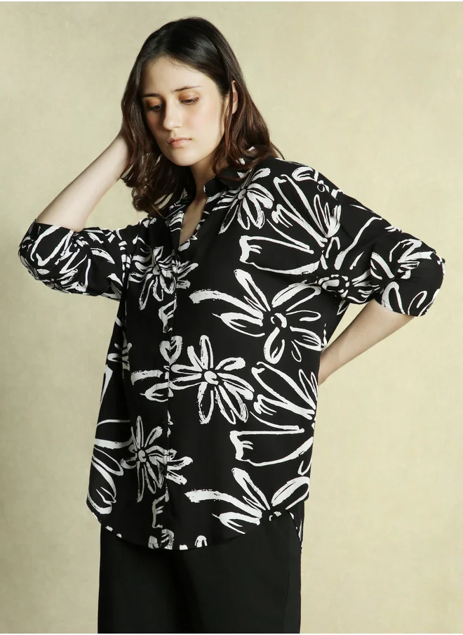 دينيس لينغو All Over Printed Longline Oversized Shirt