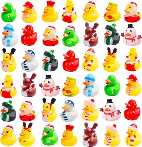 Cherislpy 36 Pcs Christmas Rubber DucksBaby Showers Accessories Duckies Bath Toys for Kids Christmas Party FavorsGift ExchangeChristmas Stocking StuffersChristmas - Image 1