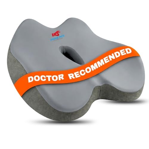 Prime Pick Comfort U Coccyx Seat Cushion Memory Foam Tailbone Support Ergonomic U Shape Sciatica Relief Hip Support Non Slip Base Washable Cover Office Car Home Seating Cushion Grey - Image 1