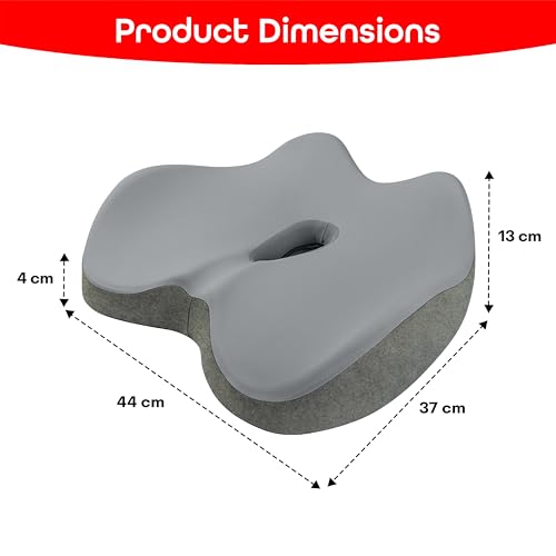 Prime Pick Comfort U Coccyx Seat Cushion Memory Foam Tailbone Support Ergonomic U Shape Sciatica Relief Hip Support Non Slip Base Washable Cover Office Car Home Seating Cushion Grey - Image 2