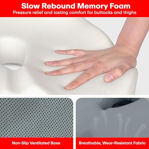 Prime Pick Comfort U Coccyx Seat Cushion Memory Foam Tailbone Support Ergonomic U Shape Sciatica Relief Hip Support Non Slip Base Washable Cover Office Car Home Seating Cushion Grey - Image 5