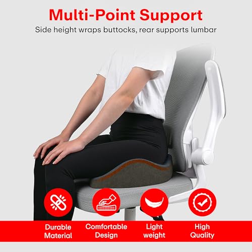 Prime Pick Comfort U Coccyx Seat Cushion Memory Foam Tailbone Support Ergonomic U Shape Sciatica Relief Hip Support Non Slip Base Washable Cover Office Car Home Seating Cushion Grey - Image 4