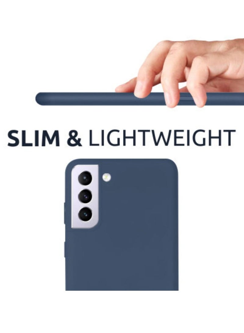 جراب واقٍ من السيليكون لهاتف Samsung Galaxy S21 Plus من المطاط السائل الناعم بلون أزرق مطفأ اللمعة - Image 4