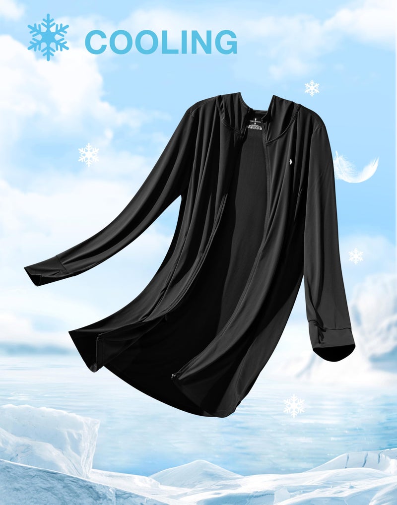Soothfeel Women's UPF 50+ Swim Cover Up Sun Protection Hoodie SPF Lightweight Jacket Long Sleeve Beach Cover Ups for Women (Black,XL) - Image 5